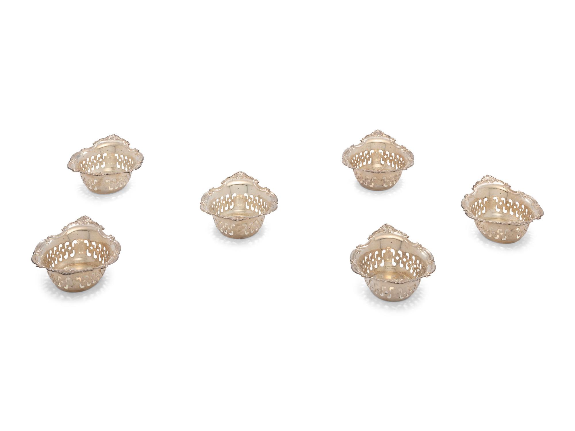Eighteen American Silver Salt Cellars and Twelve Associated Silver Salt Spoons