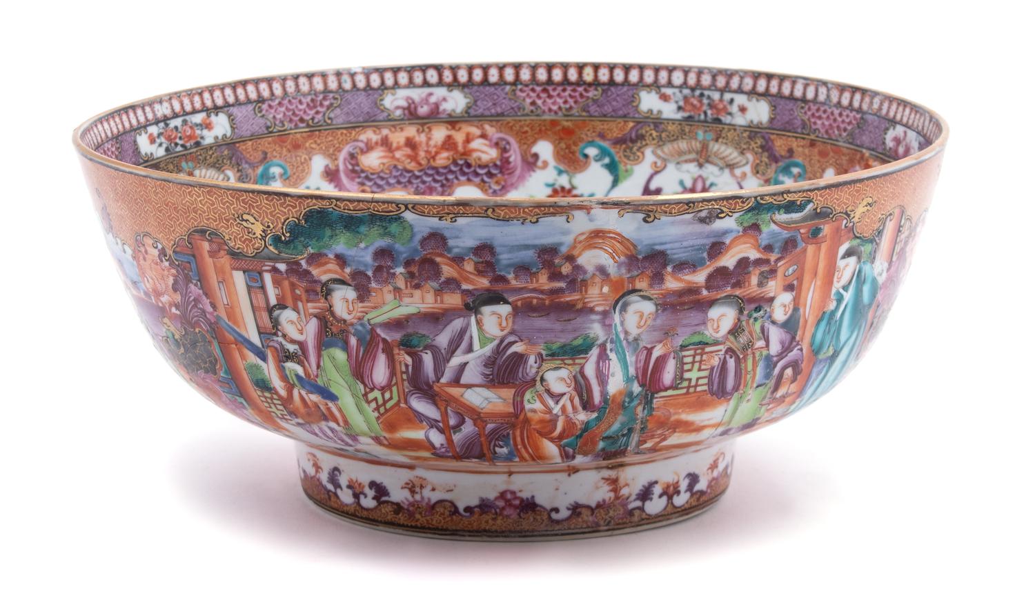 Chinese Export Mandarin Palette Porcelain Bowl
