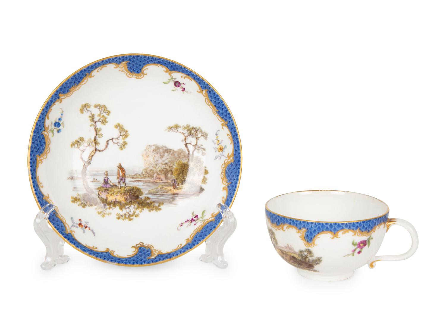 Eleven Meissen and Various Other Porcelain Teacups and Saucers — 19TH/20TH CENTURY
