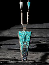 Figural Micro Mosaic Silver Necklace