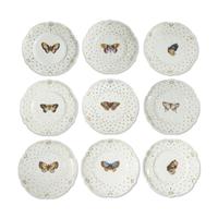 A Set of Nine Paris Porcelain Butterfly Plates