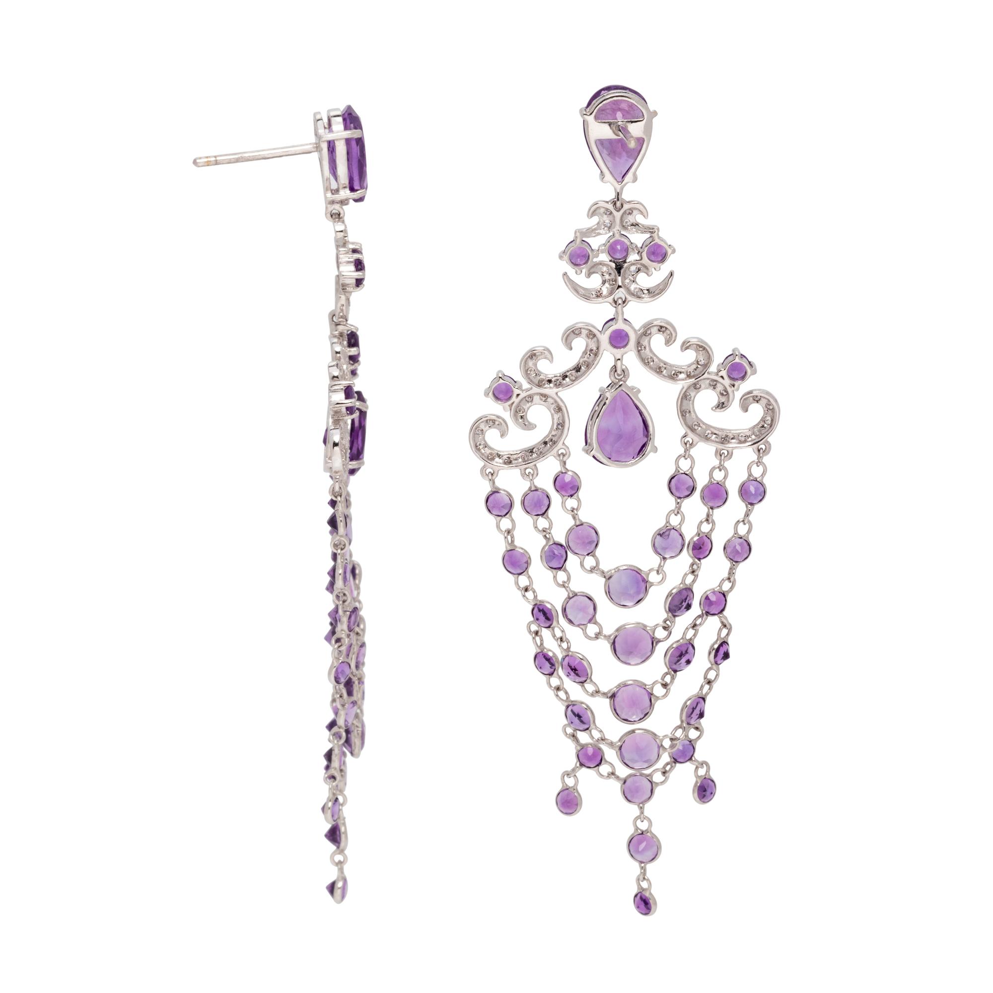AMETHYST AND DIAMOND CHANDELIER EARRINGS