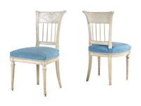 A Pair of Directoire White-Painted Side Chairs