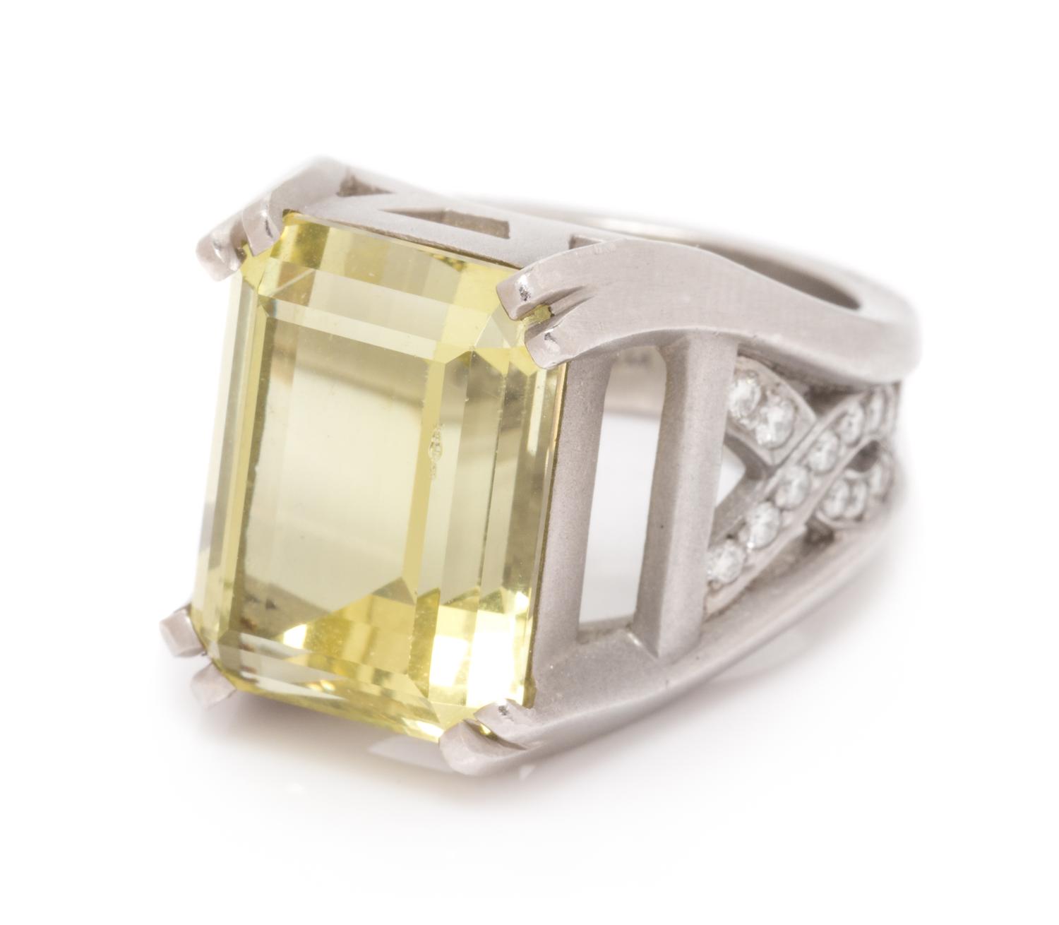 A Platinum, Beryl and Diamond Ring, Kieselstein-Cord, Circa 1998, 16.60 dwts.
