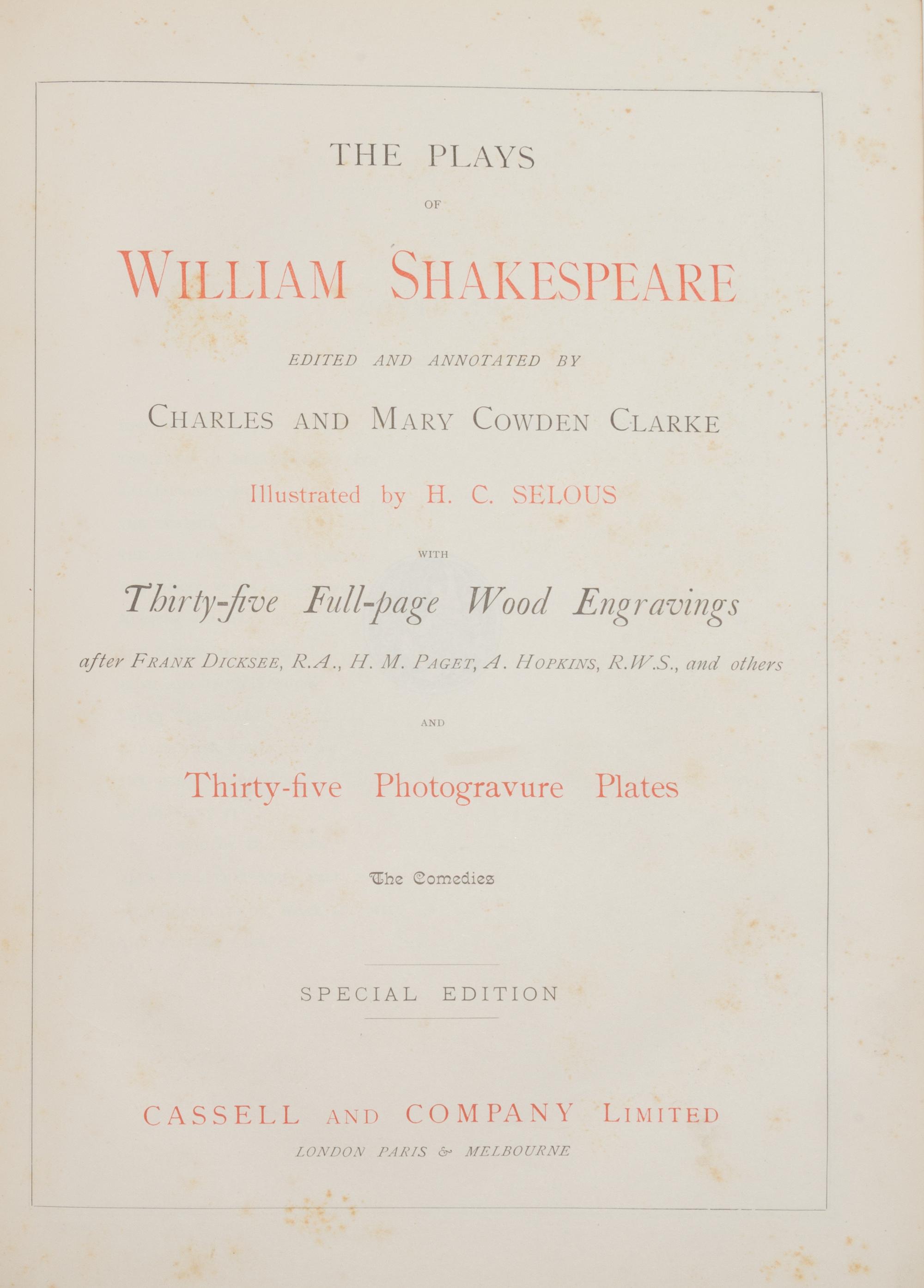 (SHAKESPEARE, WILLIAM) 4 vols., including The Royal Shakespeare [and] The Plays. London,