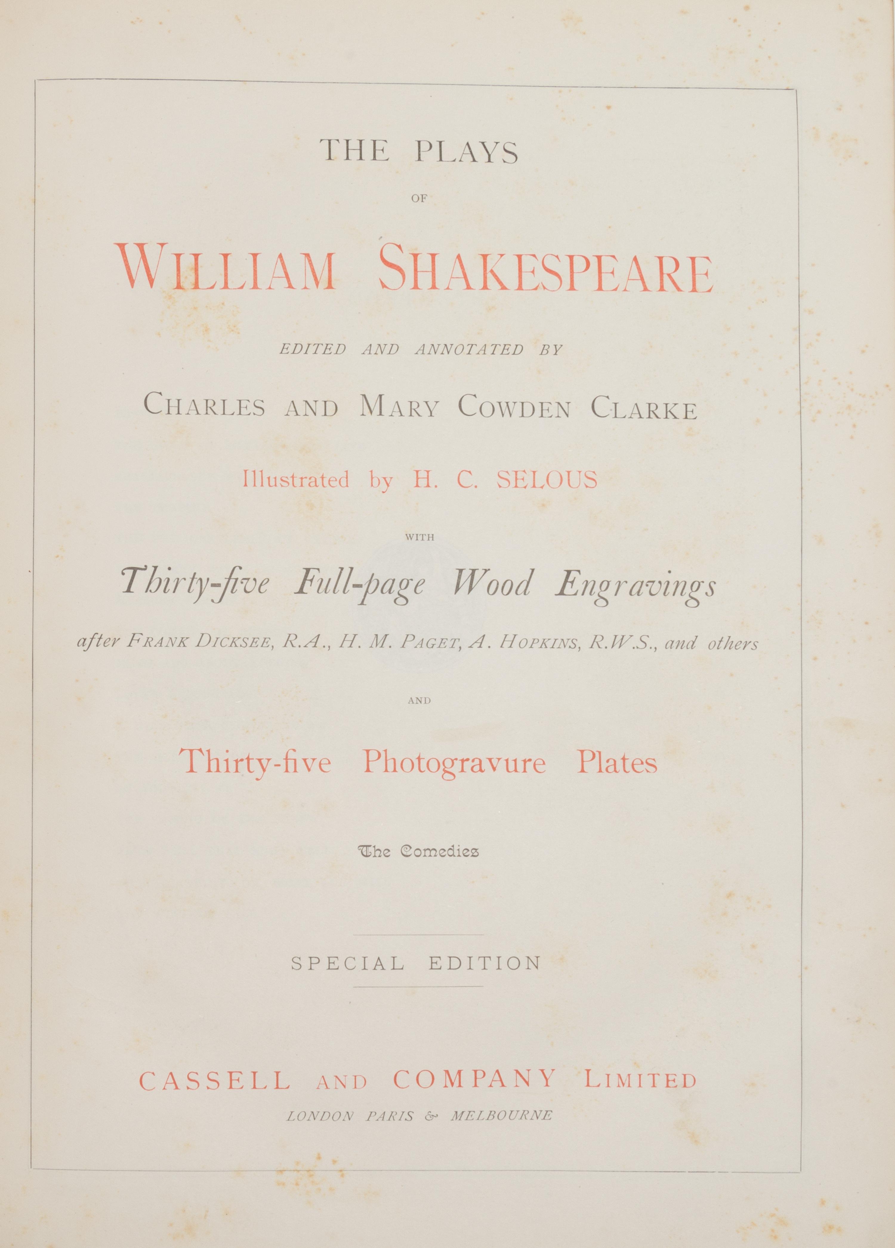 (SHAKESPEARE, WILLIAM) 4 vols., including The Royal Shakespeare [and] The Plays. London,