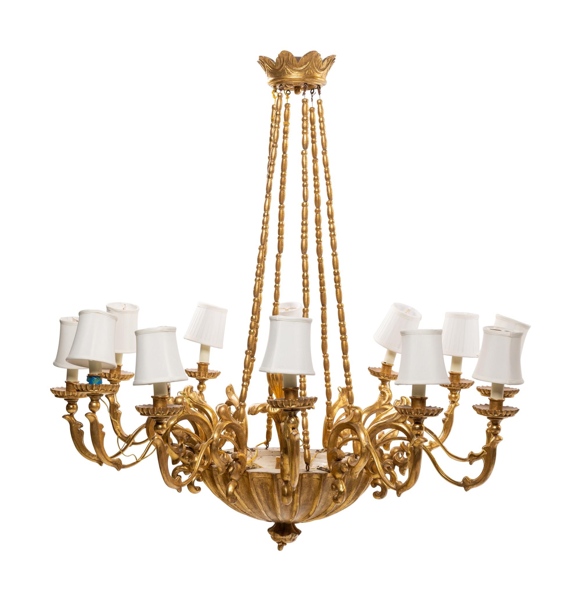 An Austrian Giltwood Twelve-Light Chandelier