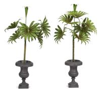 A Pair of Tole Painted Potted Palms Height 44 inches. — 20TH CENTURY