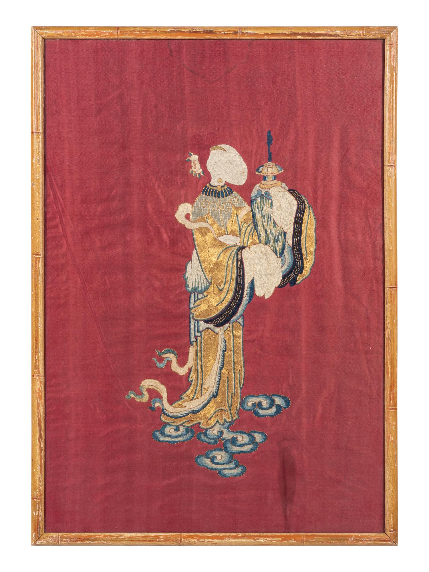 Three Chinese Silk Embroidered Panels