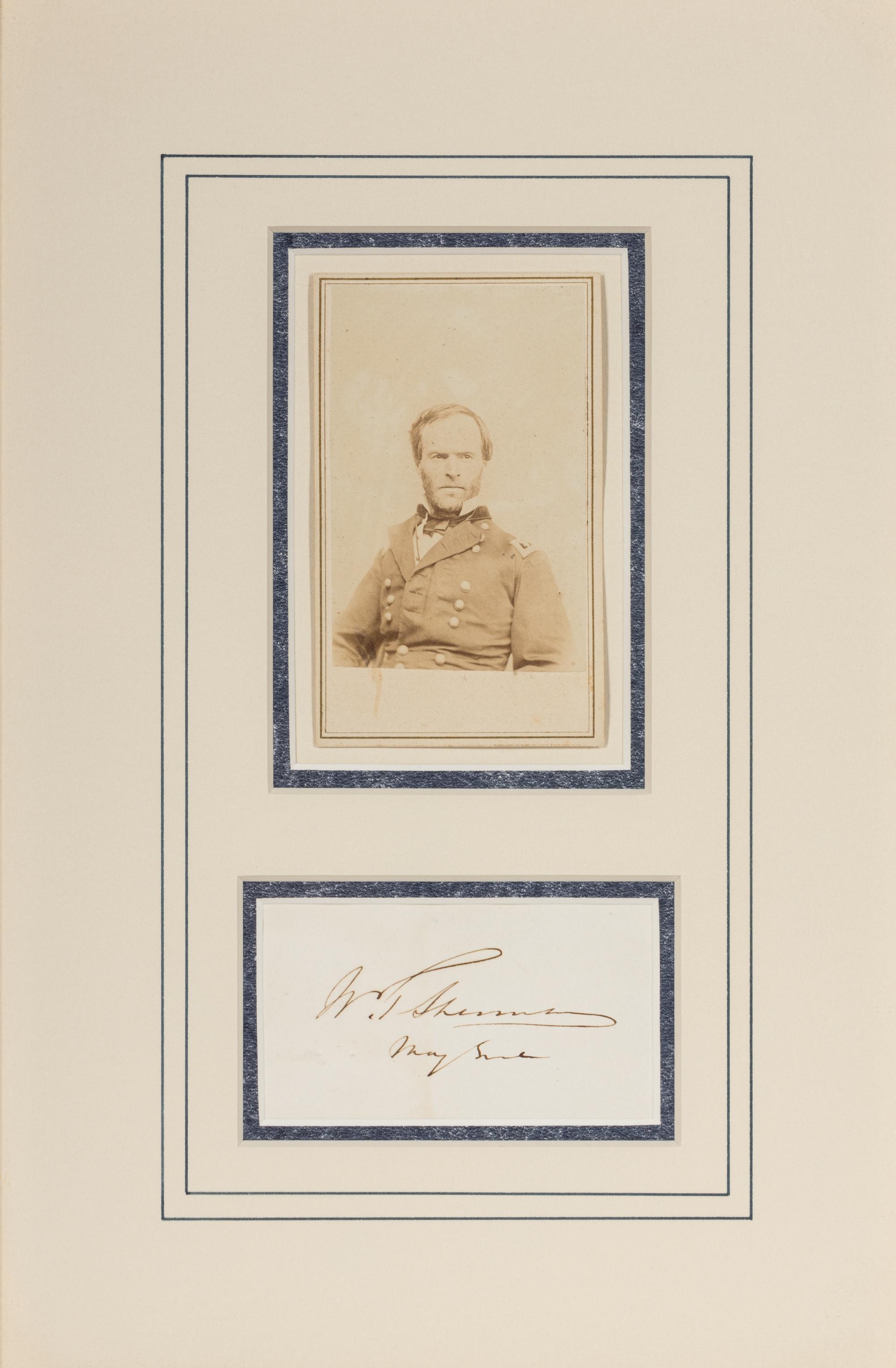 [CIVIL WAR]. SHERMAN, William Tecumseh (1820-1891). Clipped signature with CDV.