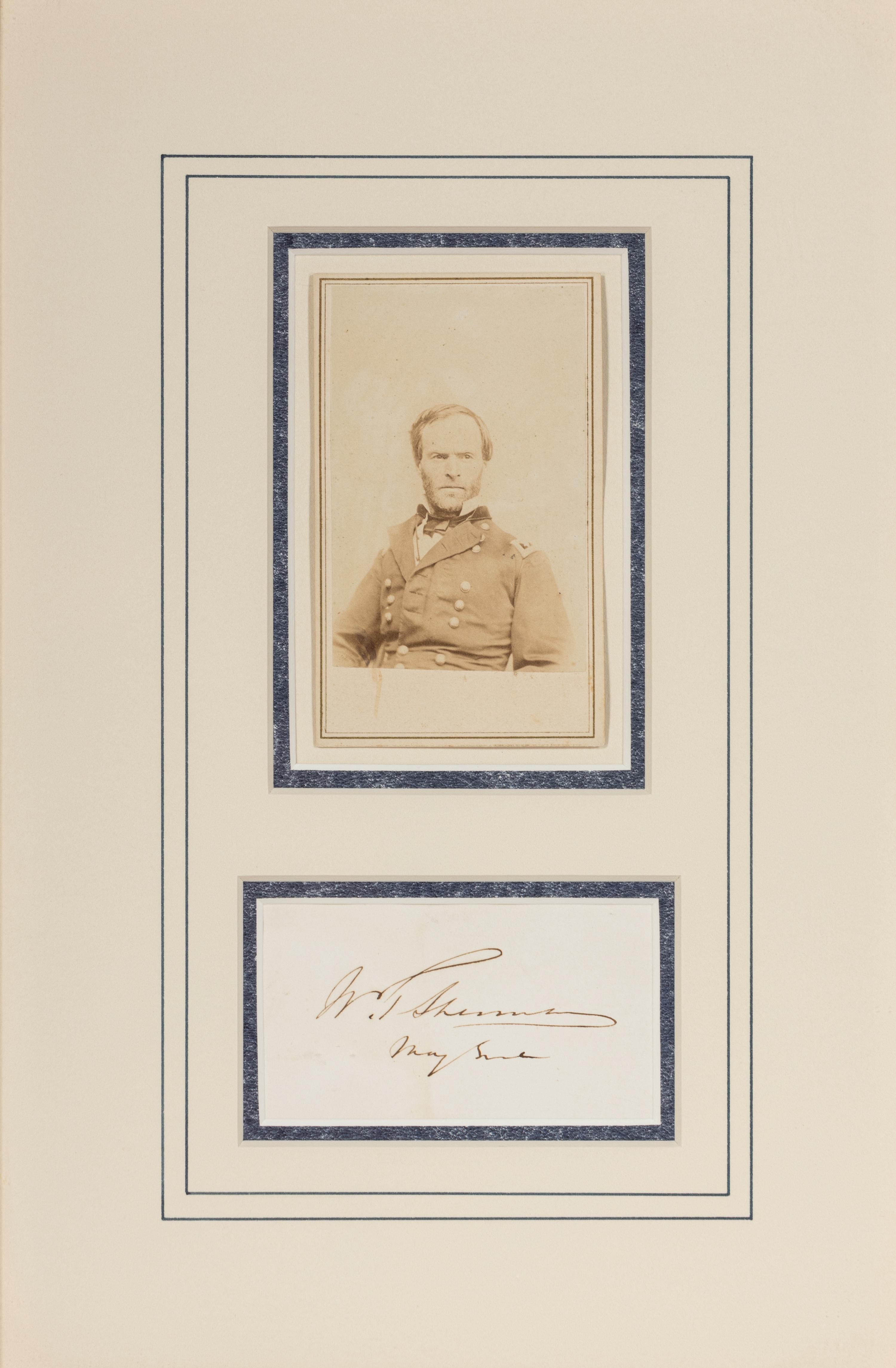 [CIVIL WAR]. SHERMAN, William Tecumseh (1820-1891). Clipped signature with CDV.