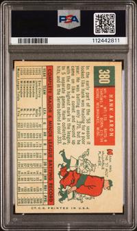 1959 Topps Hank Aaron Signed Autograph Card No. 380 (PSA 4 VG-EX, AUTO 8)