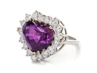 An 18 Karat White Gold, Purple Sapphire and Diamond Ring,