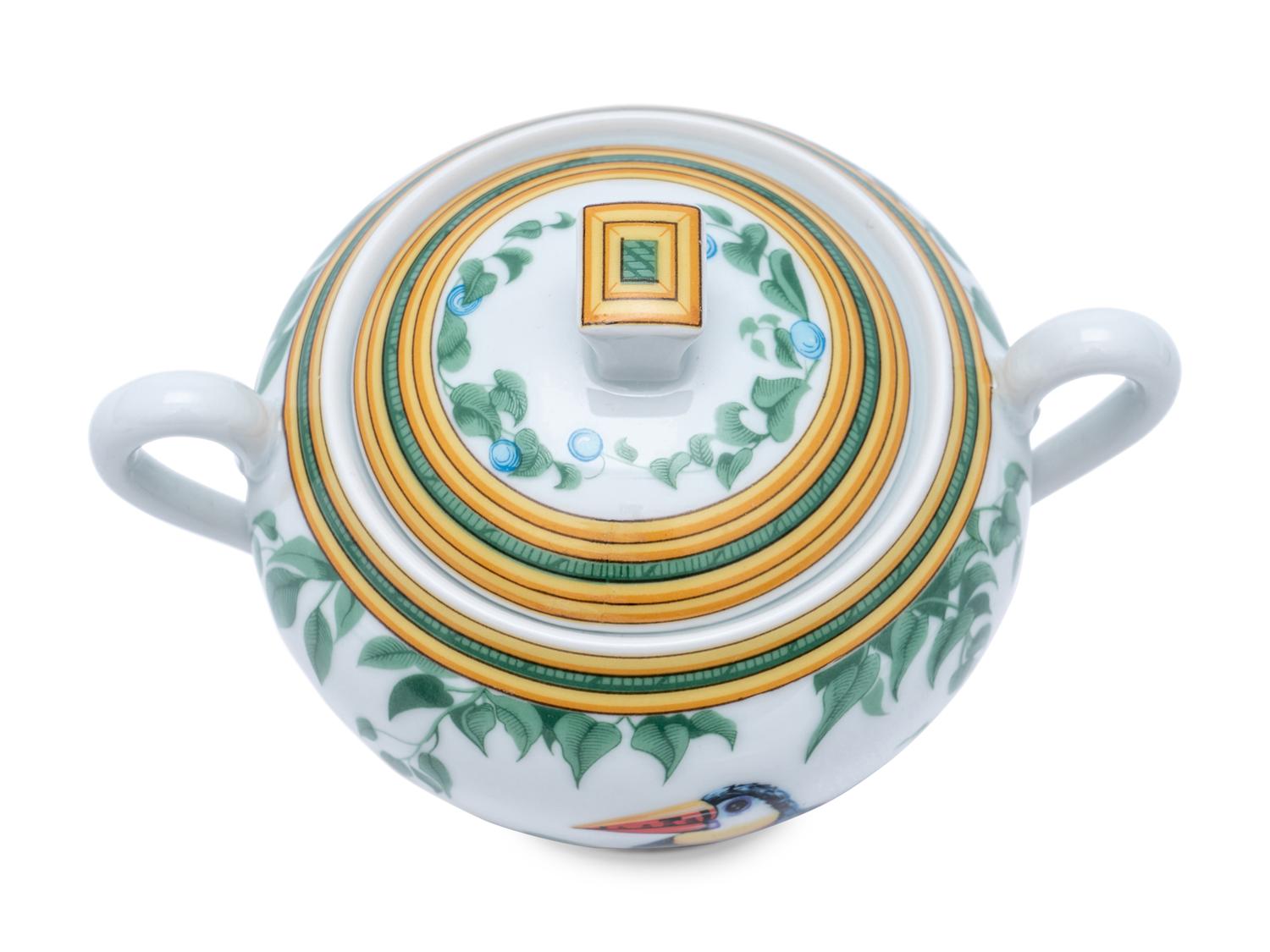 An Hermès Toucans Porcelain Tea Service