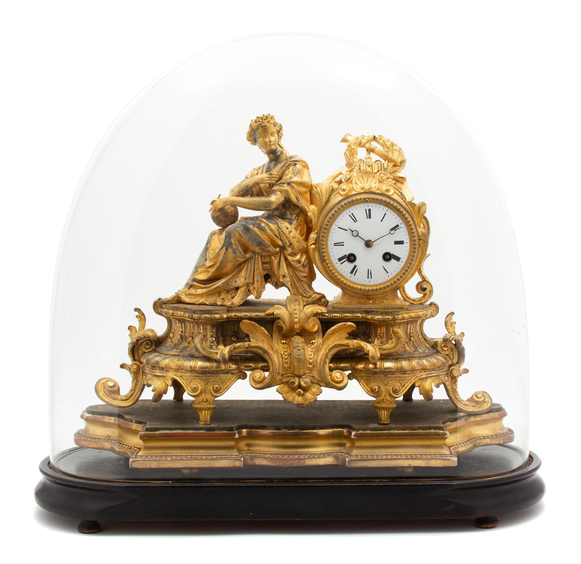 A Louis XVI Style Gilt Metal Figural Mantle Clock — 19TH CENTURY