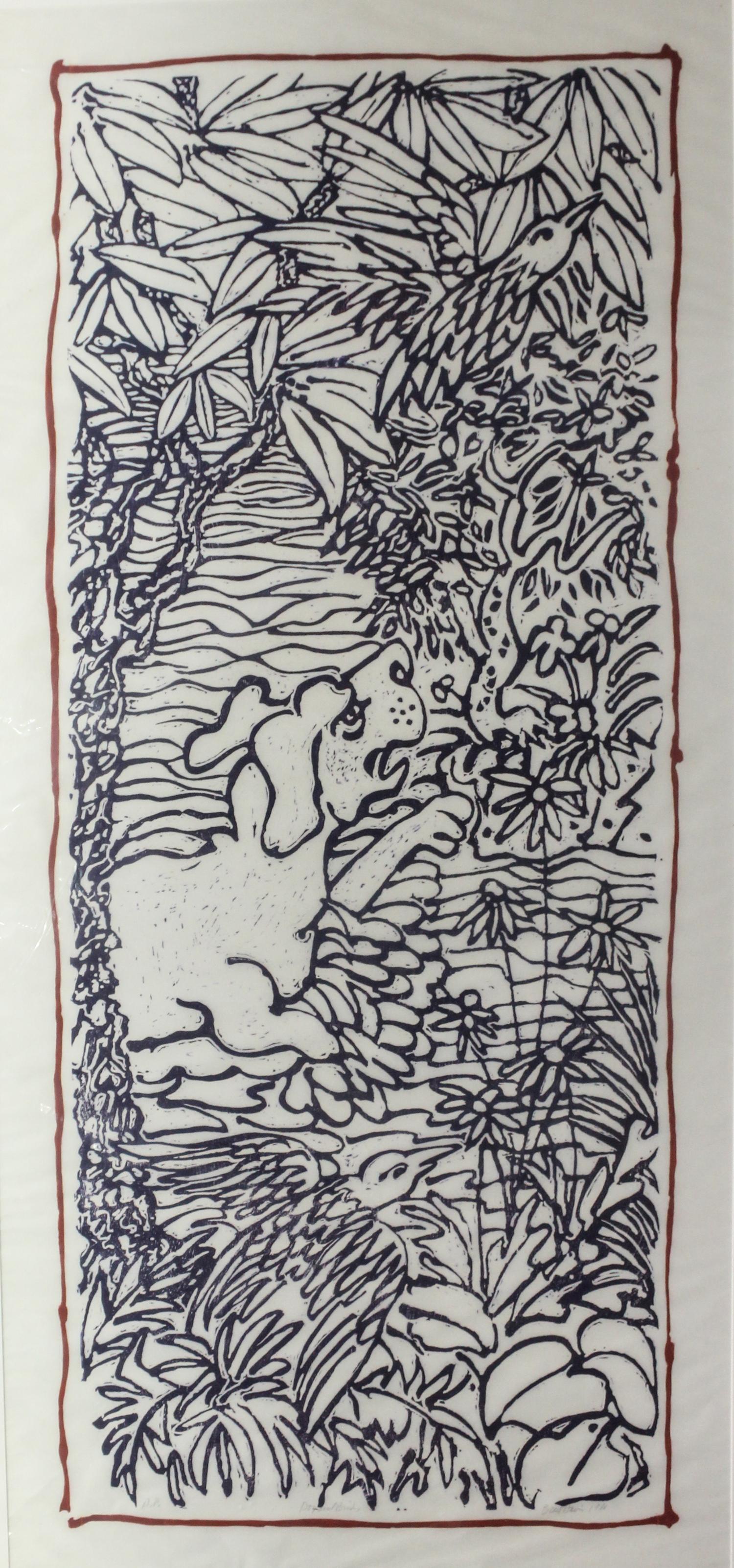 Brad Davis, (American, b. 1942), Dog and Birds #1, 1980