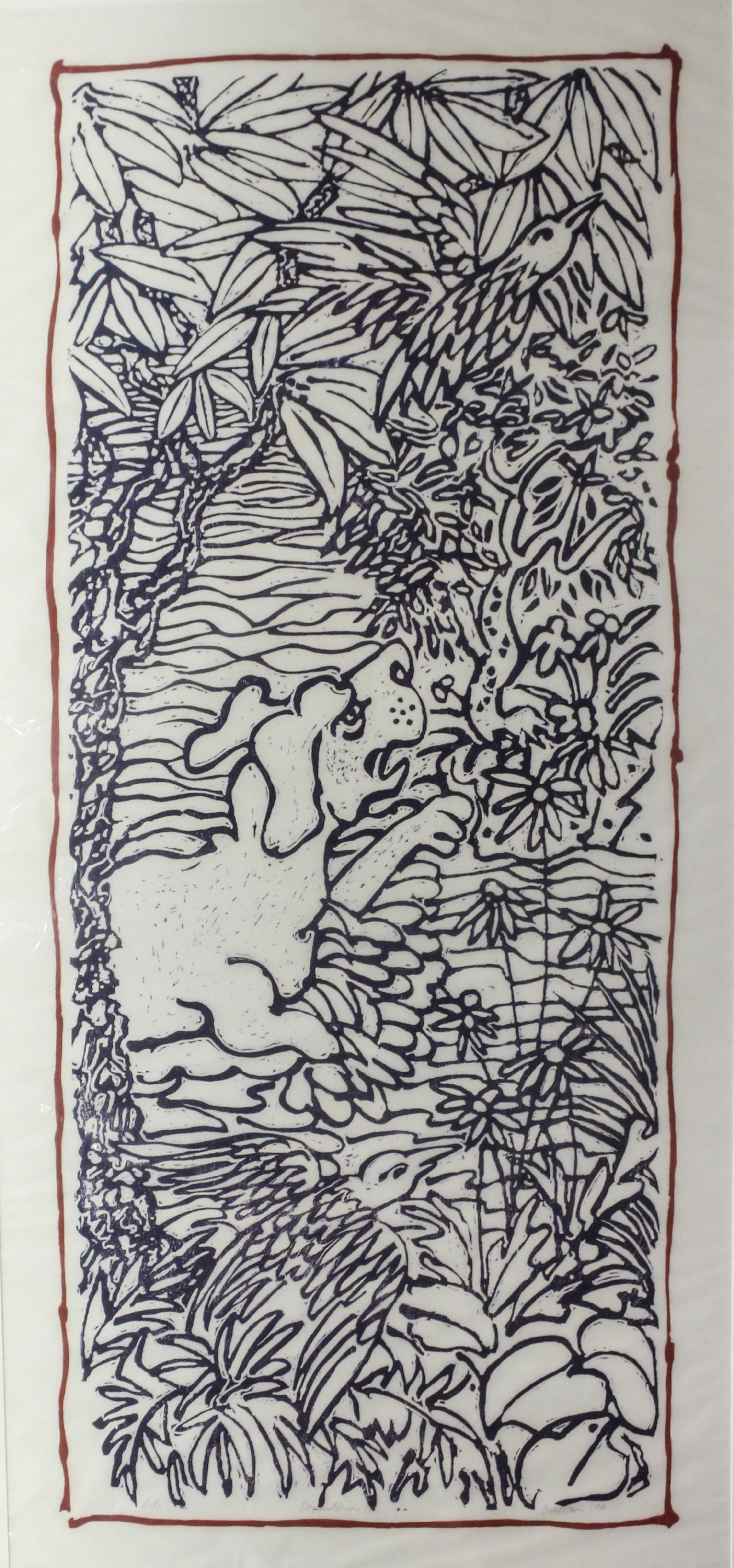 Brad Davis, (American, b. 1942), Dog and Birds #1, 1980
