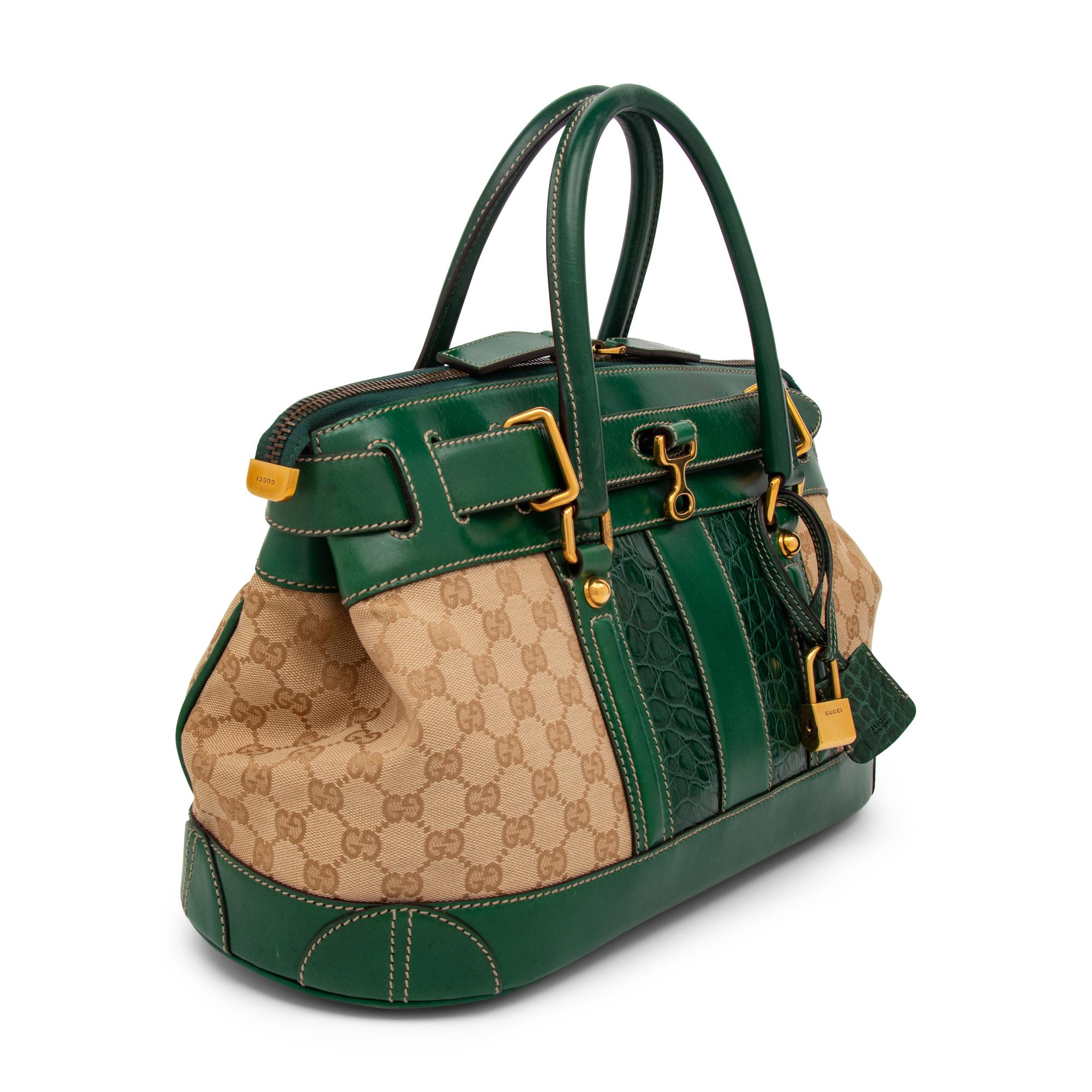 Gucci, Monogram Secret Satchel with Crocodile Trim