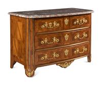 A Régence Gilt Bronze Mounted Walnut Parquetry Commode