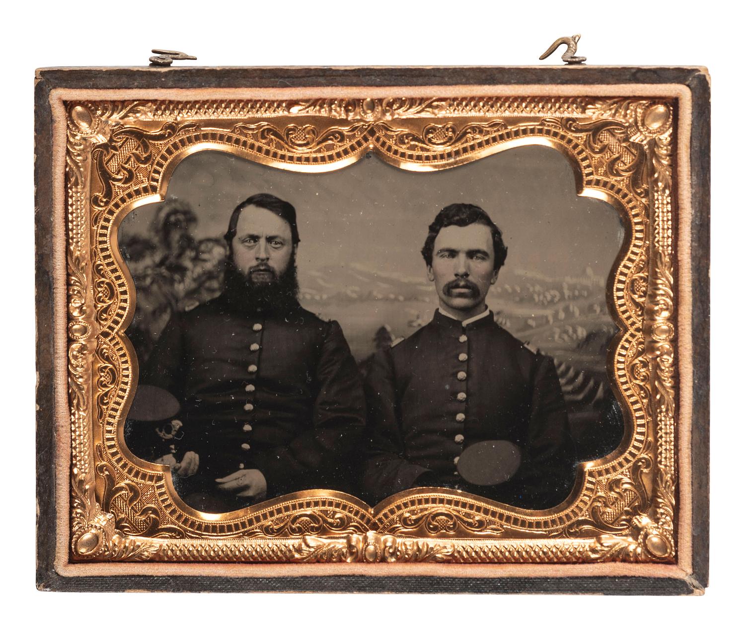[CIVIL WAR]. Quarter plate tintype of two officers from Pennsylvania.