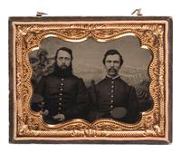 [CIVIL WAR]. Quarter plate tintype of two officers from Pennsylvania.