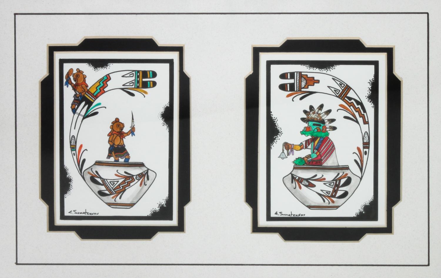 Edgar Sumatzkuku, (Hopi, 20th Century), Two Kachinas