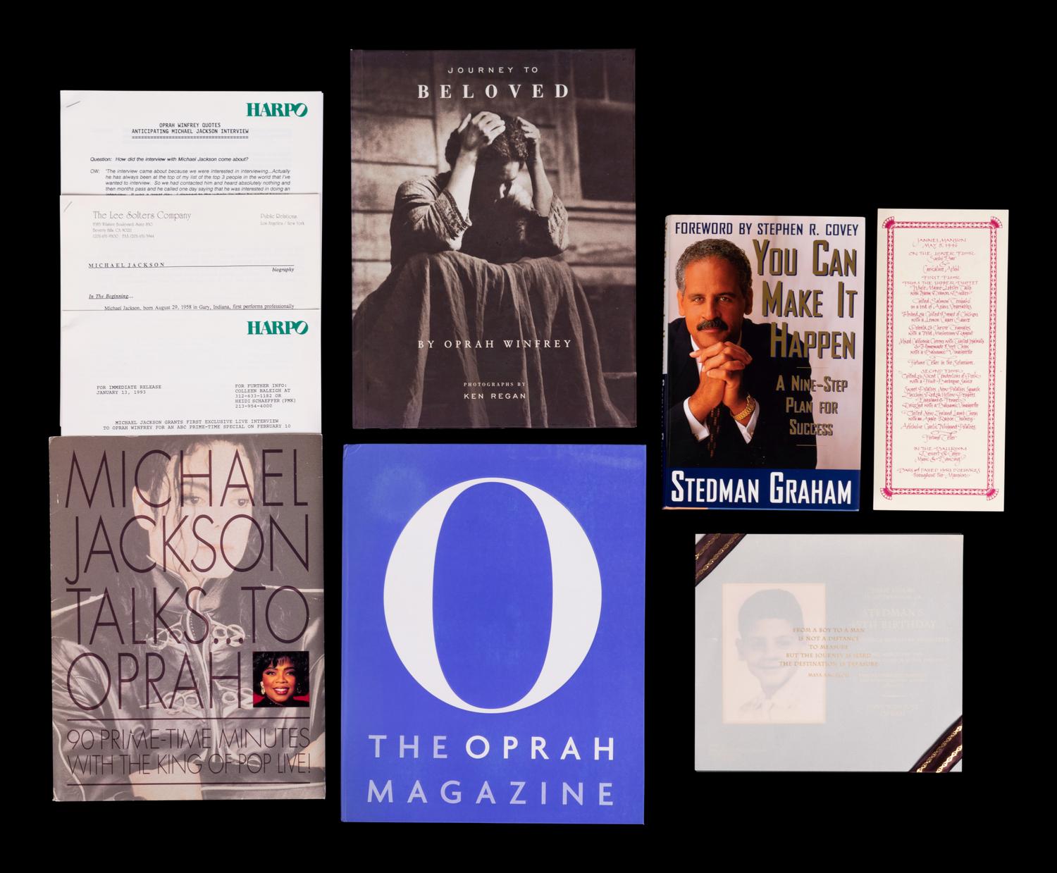 (Celebrity Memorabilia) WINFREY, Oprah (b. 1954). A group of 4 pieces of ephemera relating to Oprah Winfrey, comprising: