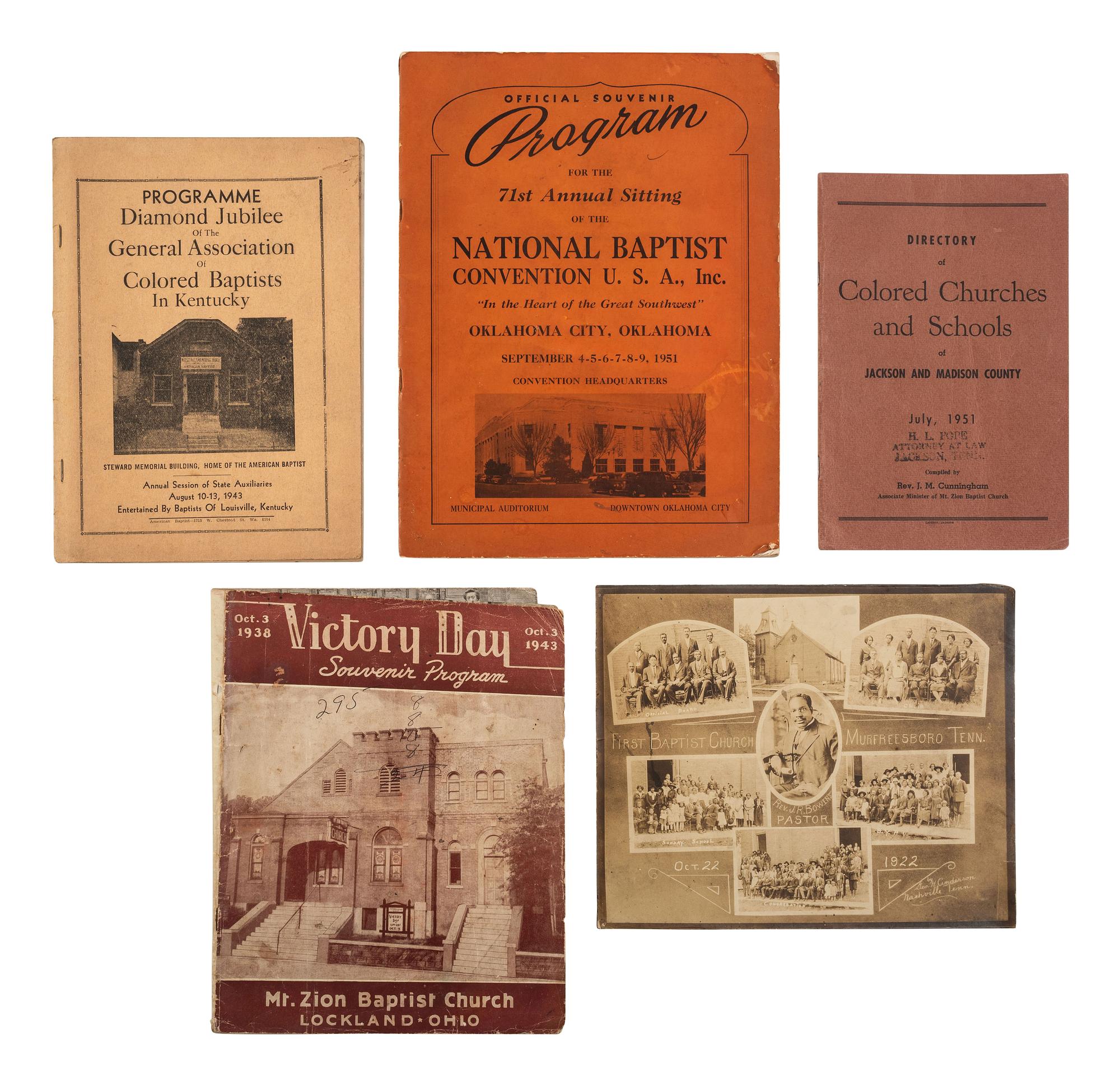 [RELIGION]. A group of items related to African American Baptist churches.