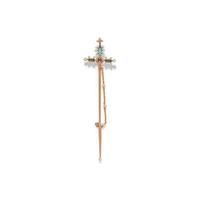 DIAMOND, TURQUOISE AND SEED PEARL JABOT