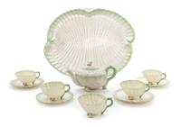 An Assembled Belleek Neptune Tea Service, Width of tray 17 inches.
