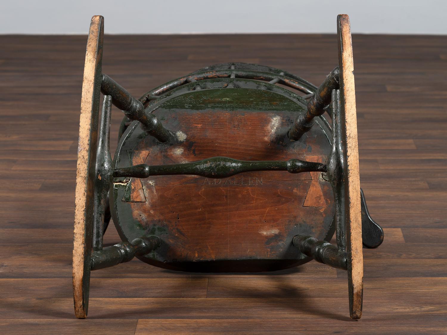A Green-Painted Sack and Comb-Back Windsor Rocker