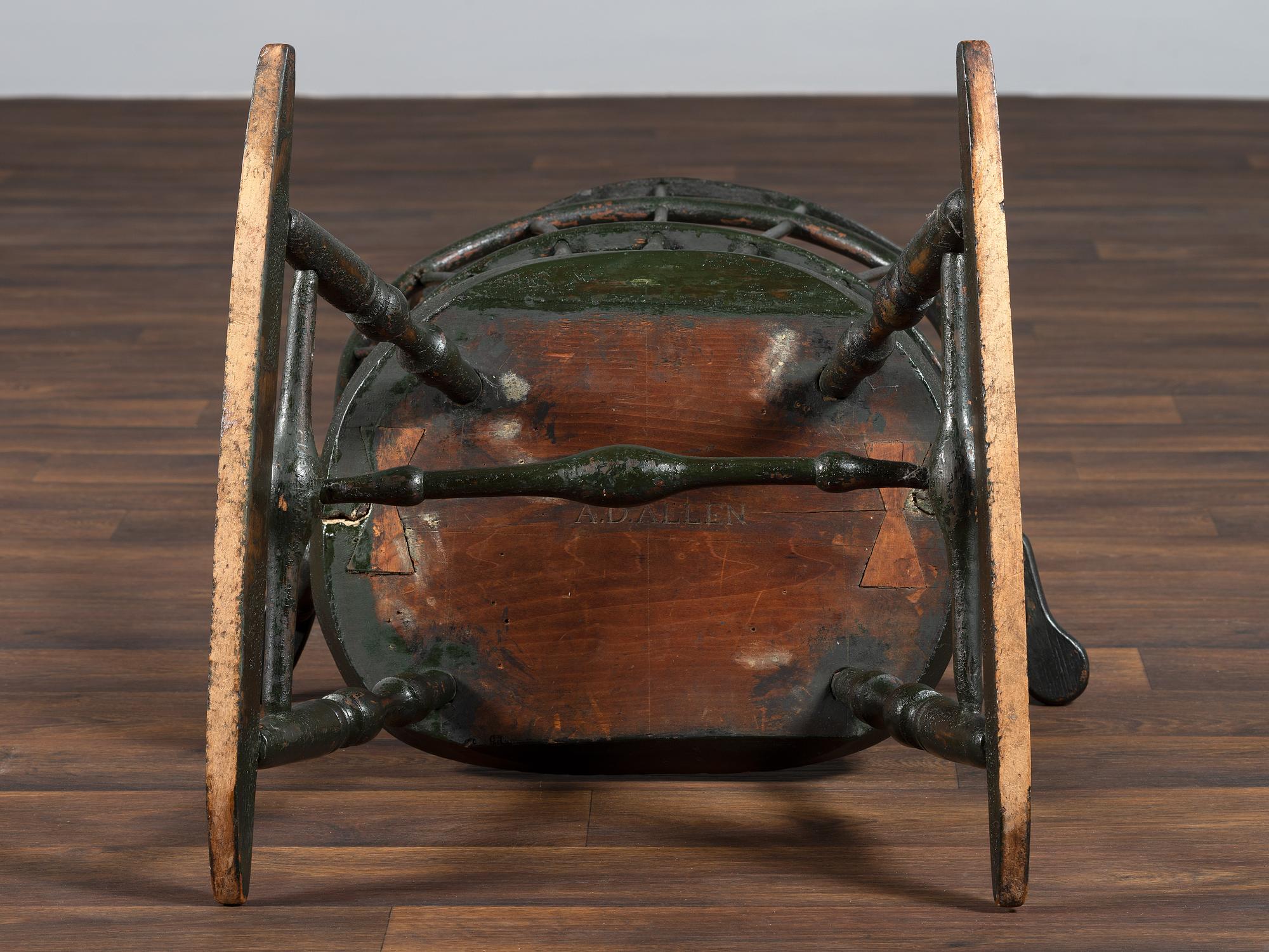 A Green-Painted Sack and Comb-Back Windsor Rocker