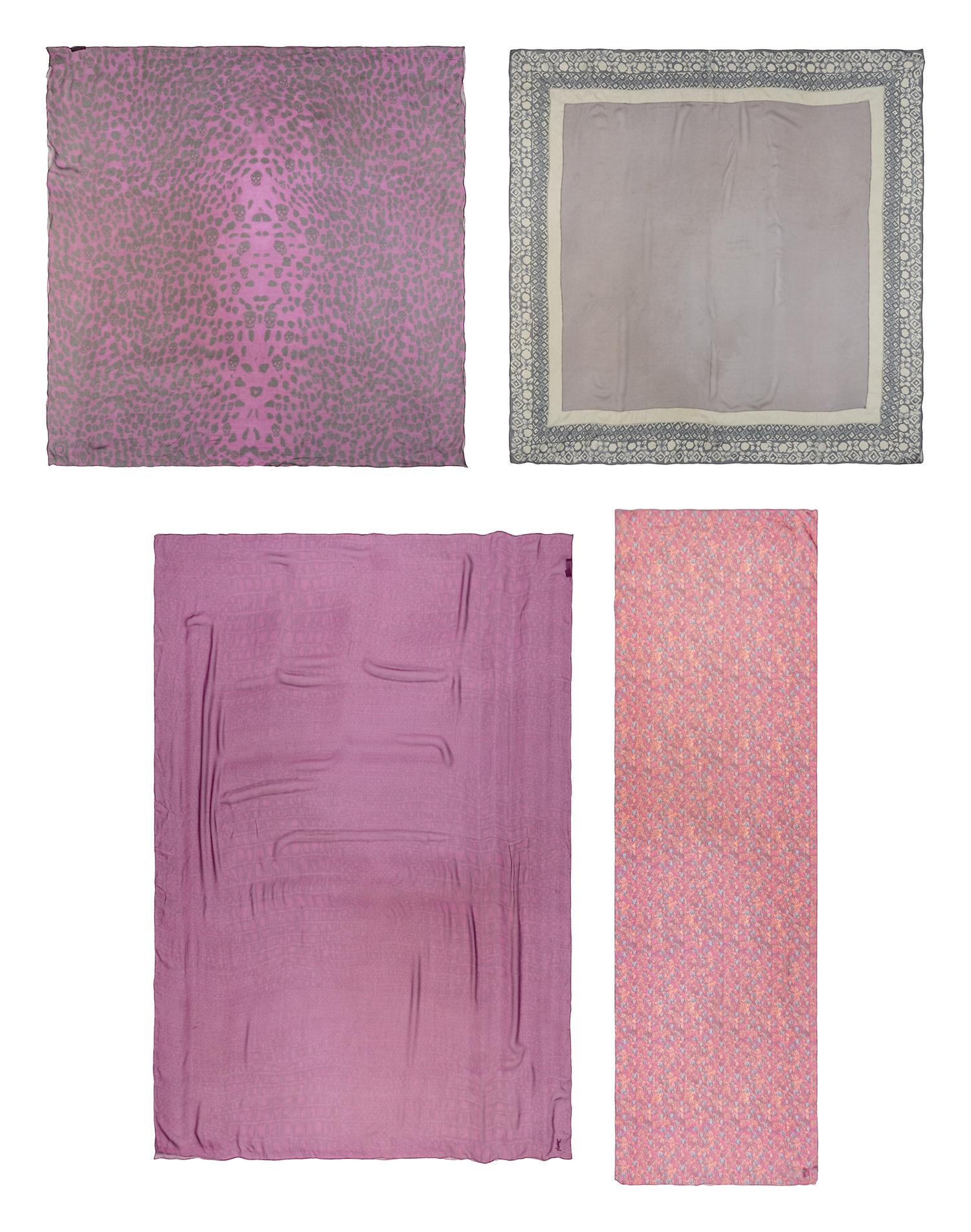Four Designer Silk Chiffon Scarves