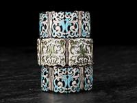 Three Taxco Sterling Silver and Enamel Link Bracelets,1955-1978