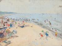 Beach Scene (verso: Town Scene)