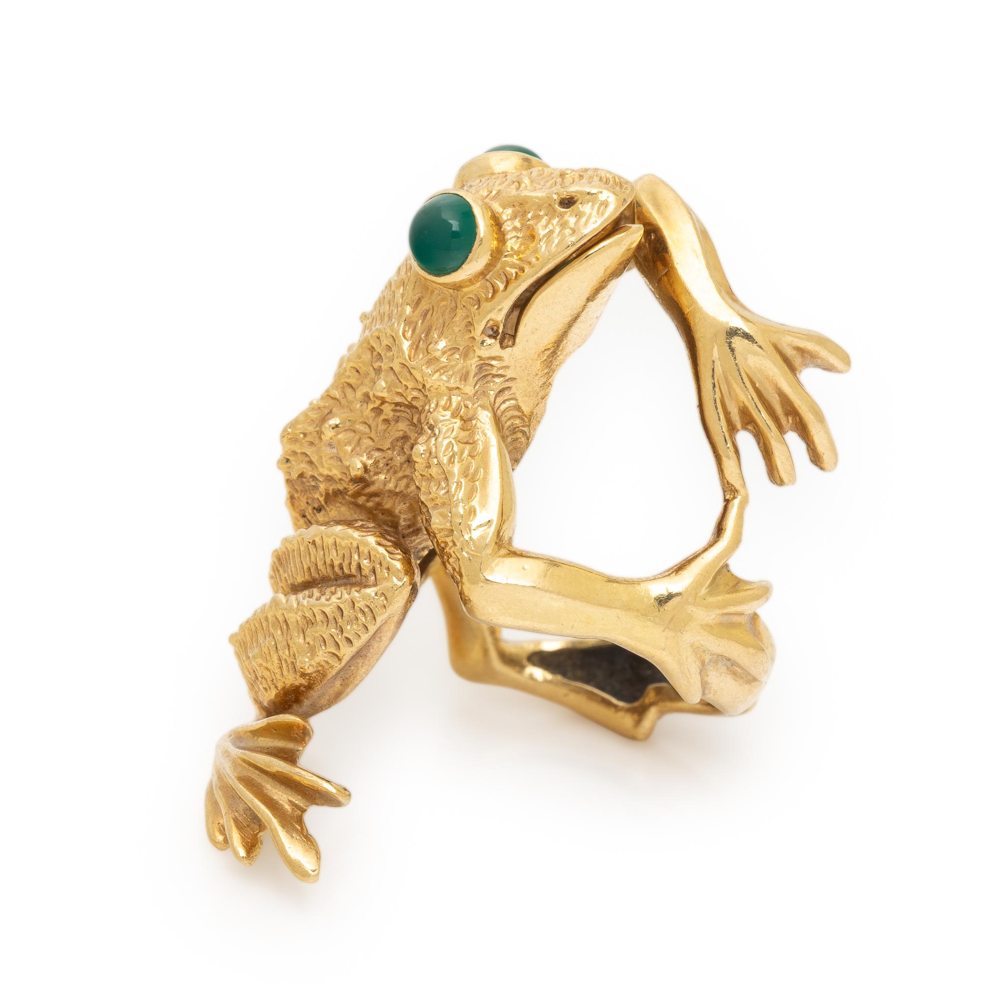 Kurt Wayne, Yellow Gold and Chrysoprase Frog Ring