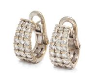 A Pair of Rhodium Plated 18 Karat Yellow Gold and Diamond Hoop Earrings, 7.00 dwts.