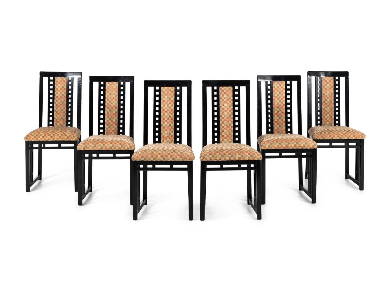Set of Six Ebonized Side Chairs A. Sibau, Italy