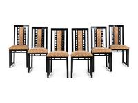 Set of Six Ebonized Side Chairs A. Sibau, Italy