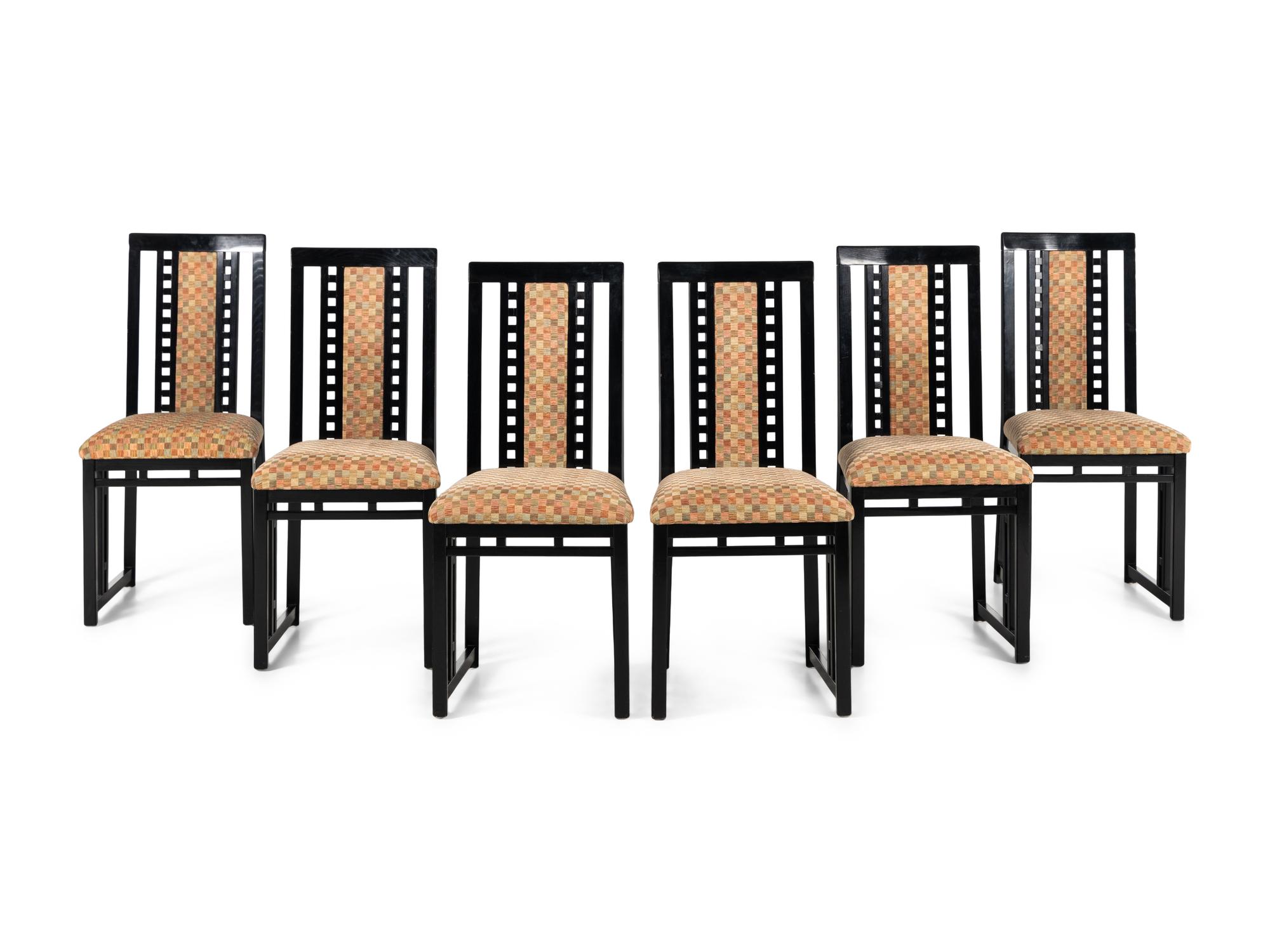 Set of Six Ebonized Side Chairs A. Sibau, Italy
