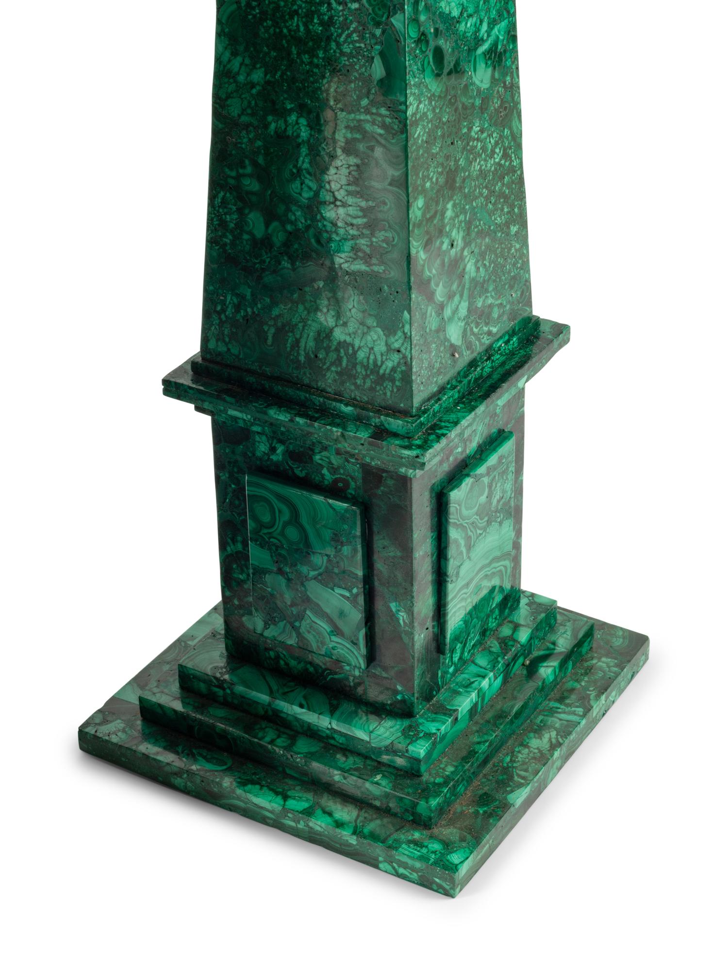 A Pair of Malachite Obelisks