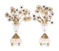 A Pair of Rock Crystal and Gilt Bronze Flowering Vases
