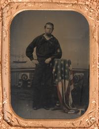 A Quarter Plate Embellished Tintype of a Naval Midshipman