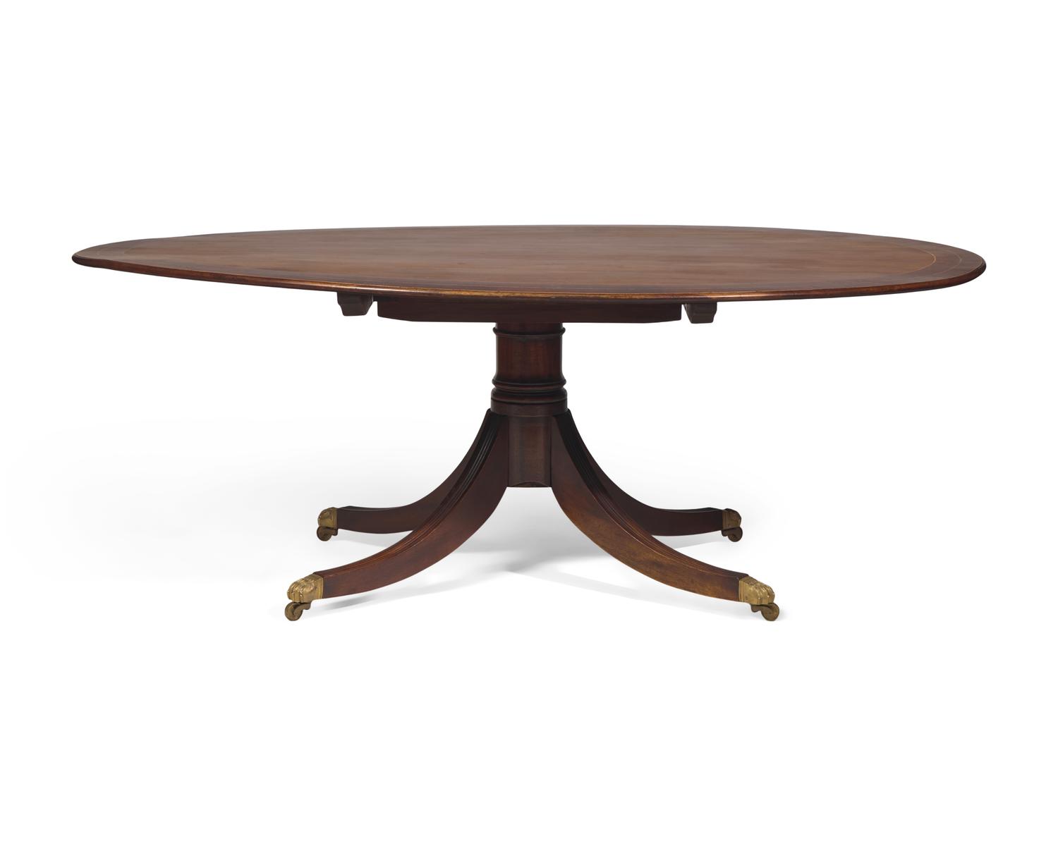A Regency Style Inlaid Mahogany Single-Pedestal Breakfast Table