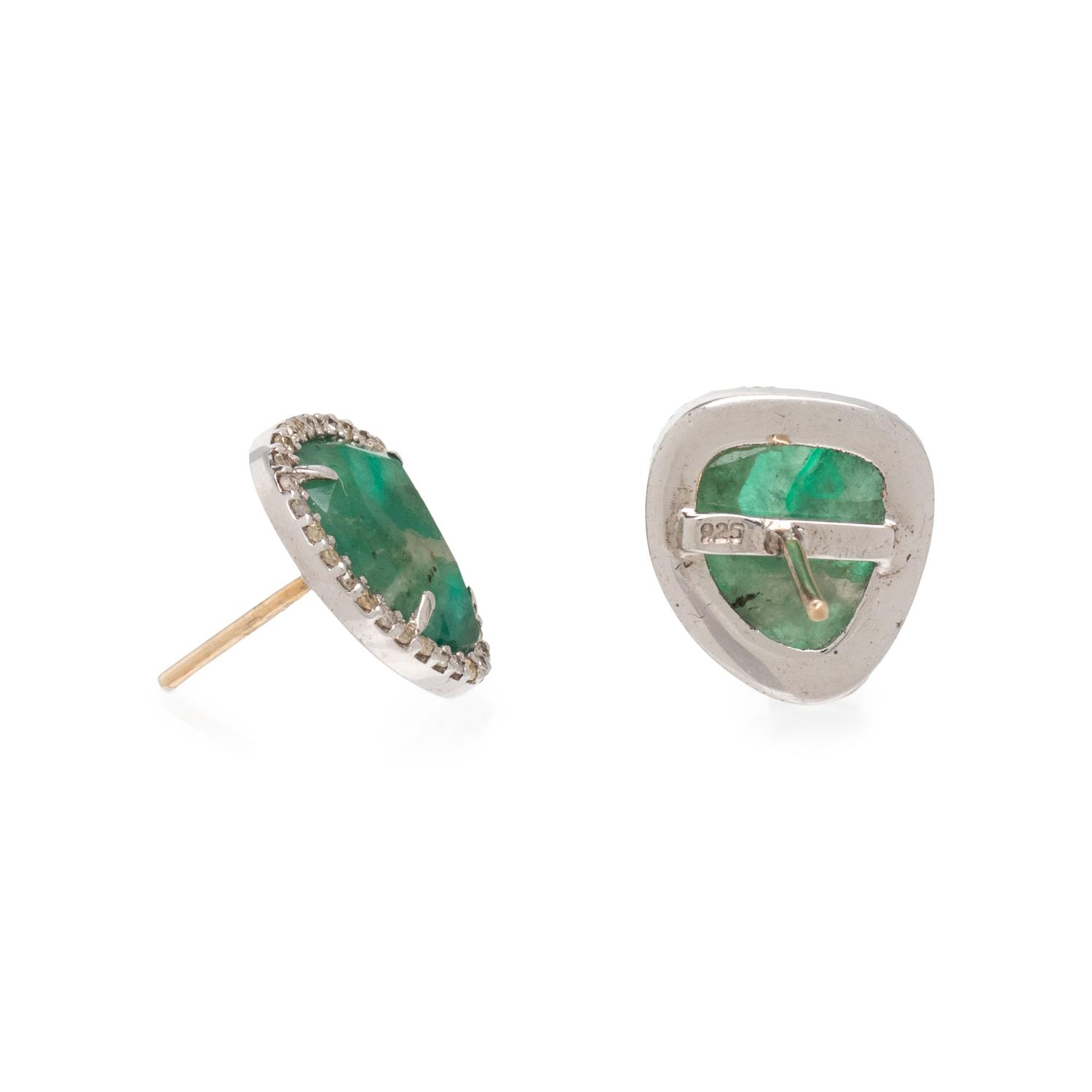 EMERALD SLICE AND DIAMOND EARRINGS