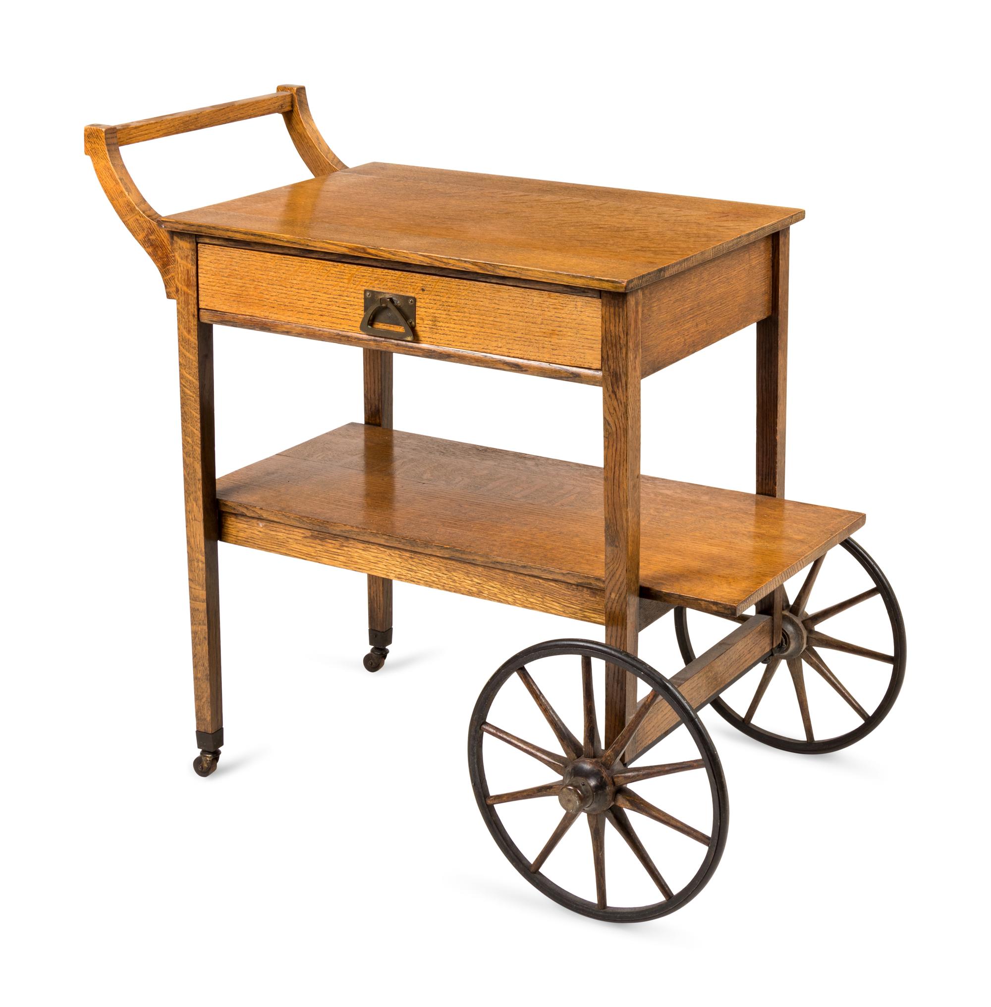 An Arts & Crafts Oak Tea Cart