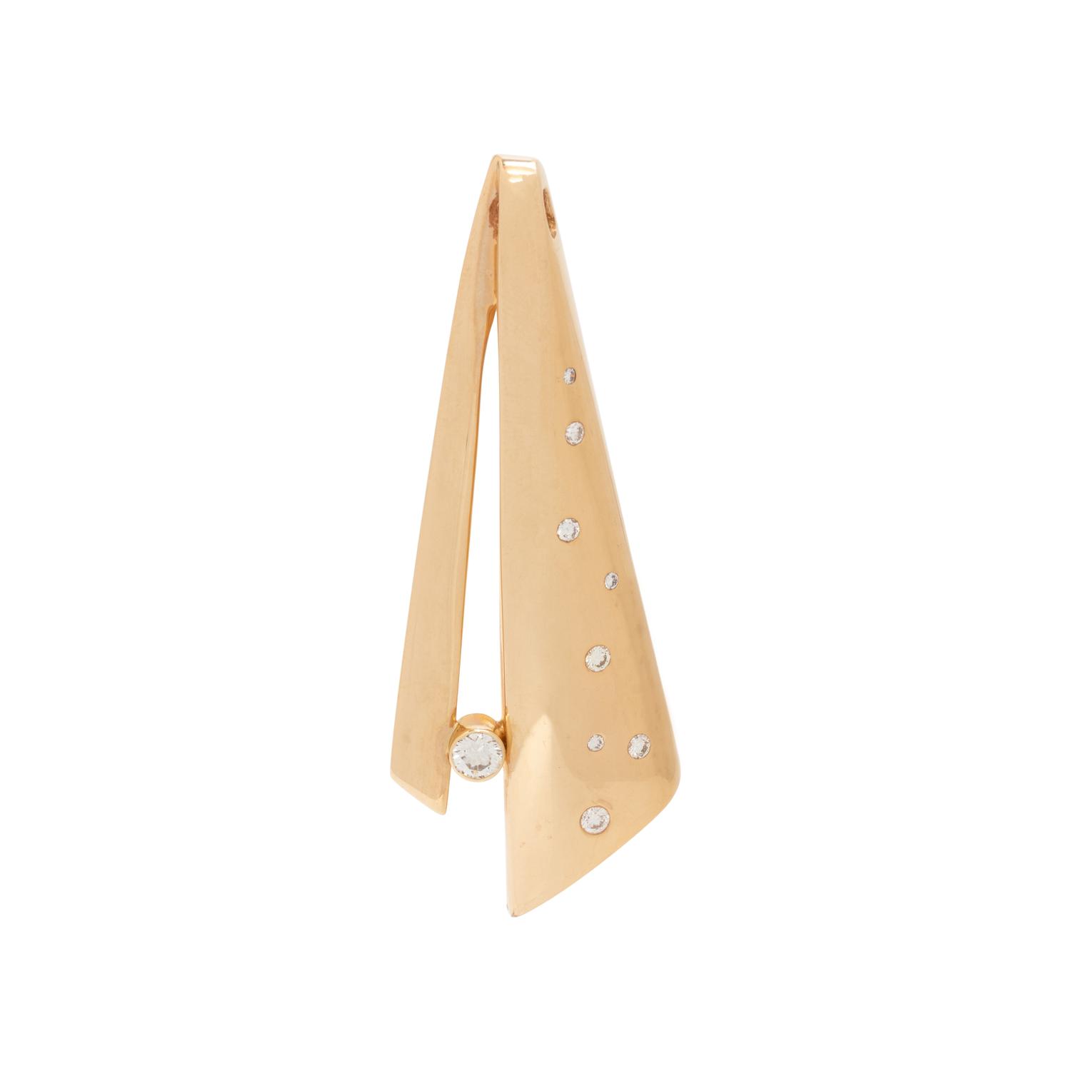 YELLOW GOLD AND DIAMOND PENDANT/BROOCH