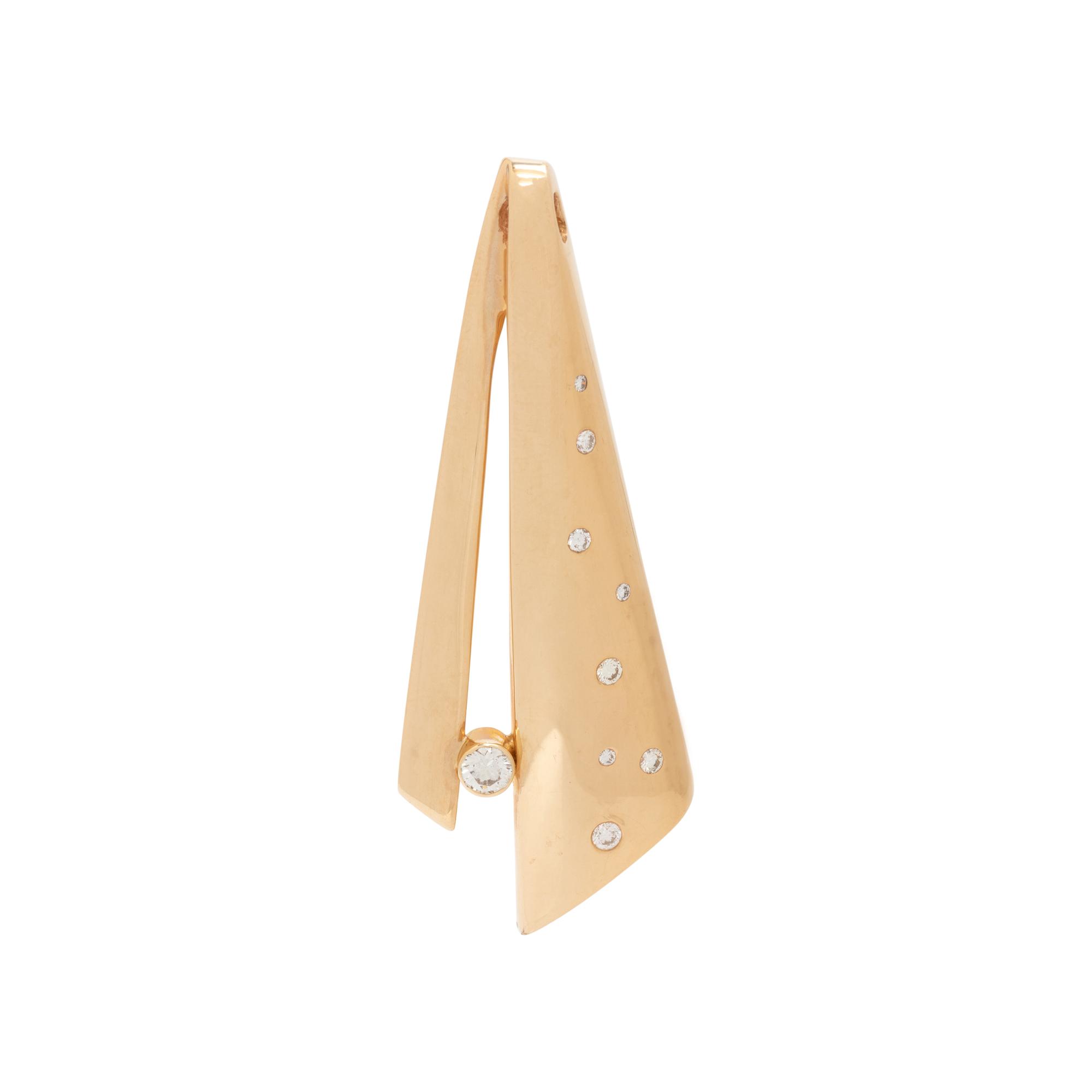 YELLOW GOLD AND DIAMOND PENDANT/BROOCH