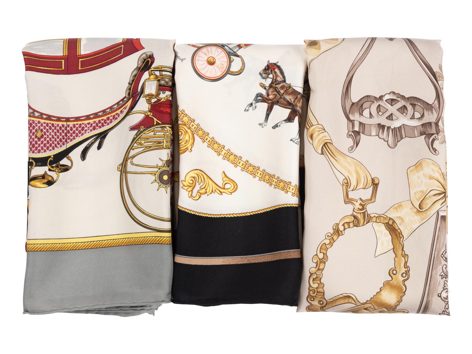 Three Hermès 90cm Silk Scarves