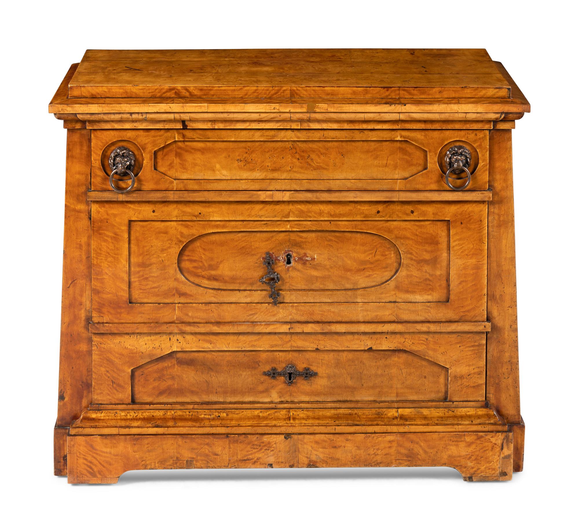 A Continental Figured Birch Commode
